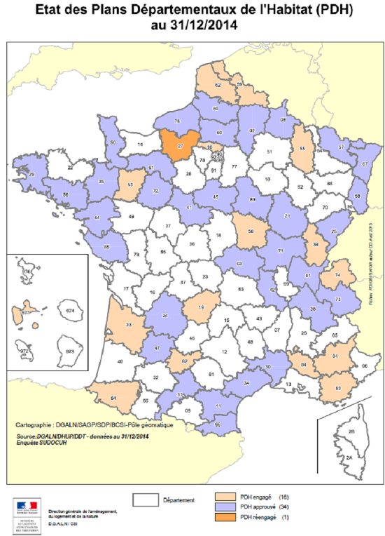 Carte des PDH au 31 décembre 2014