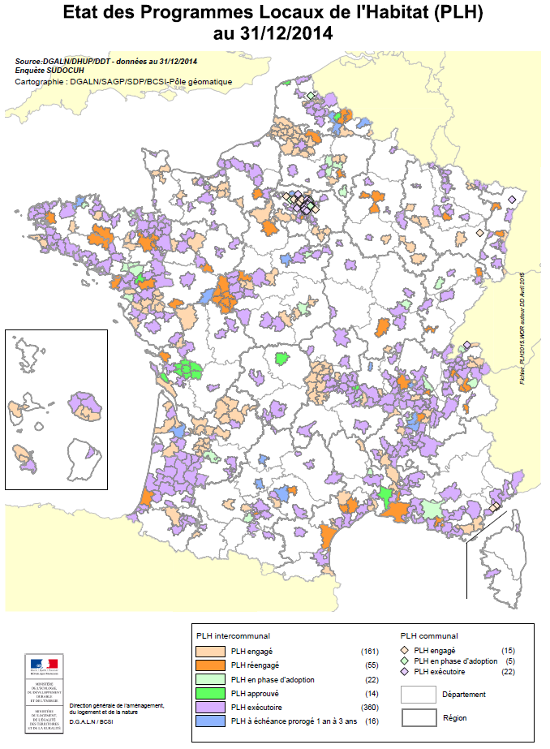 Carte des PLH au 31 décembre 2014